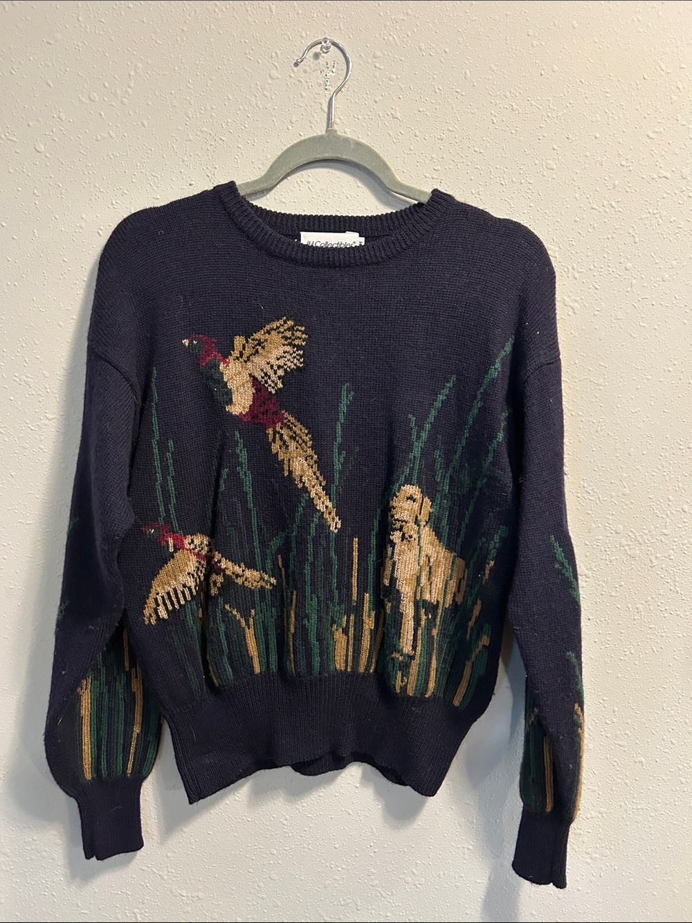 Vintage JH Collectibles Retriever Bird Dog Pheasant Sweater 100% Wool Crewneck